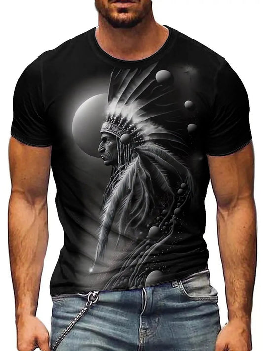 Men's 3D Printed Tribal Chieftain Graphic T-Shirt
