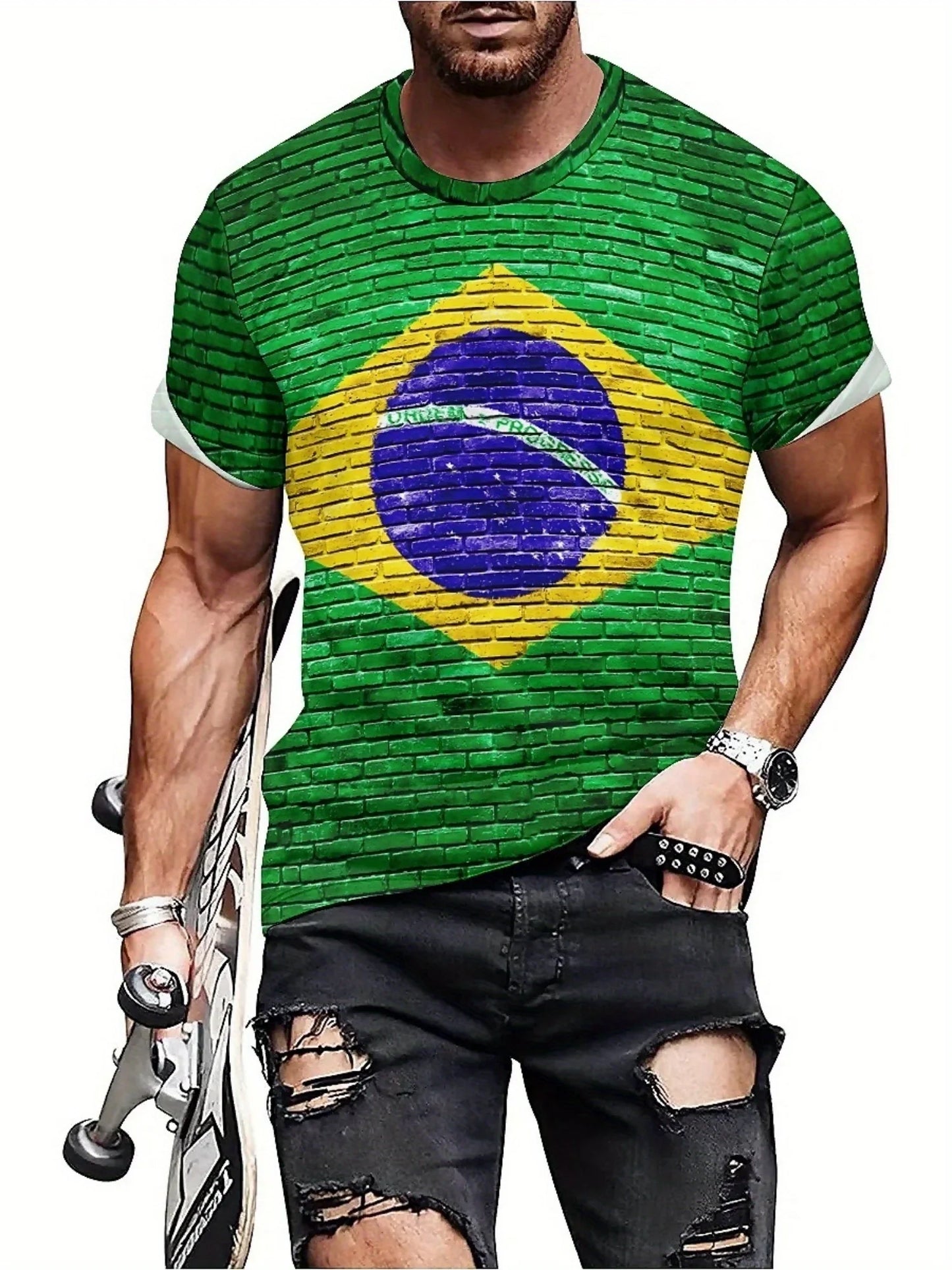 Men's & Women's Brazilian Flag 3D Print T-Shirt