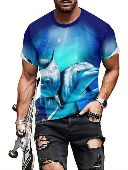 Men'S Ocean Animal Dolphin Print T-Shirt,