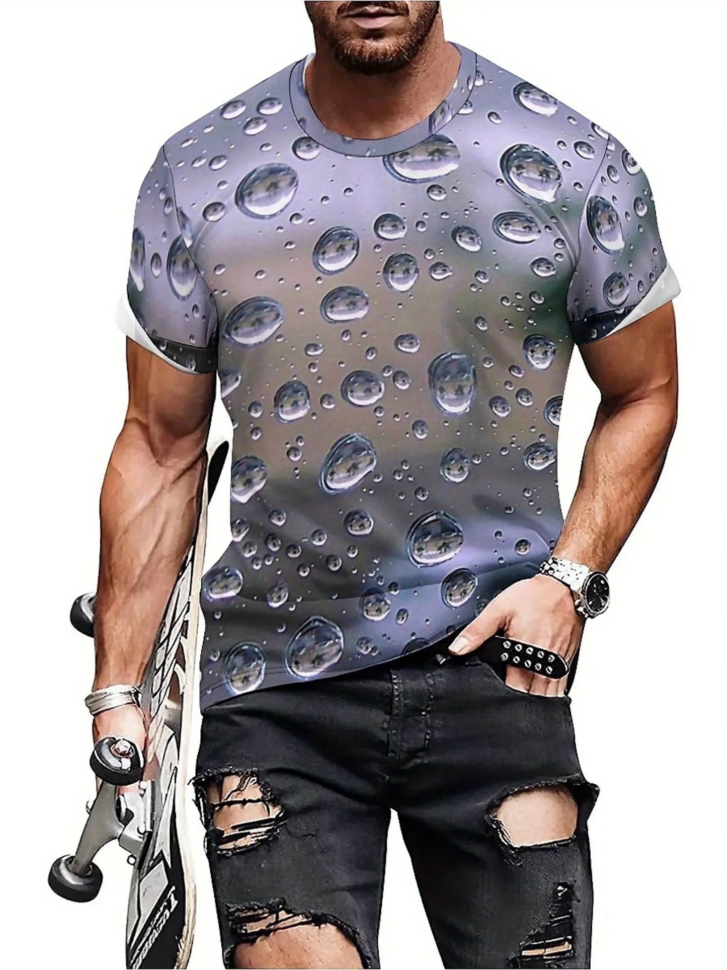 Men's 3D Print Water Drop Geometric Pattern T-Shirt