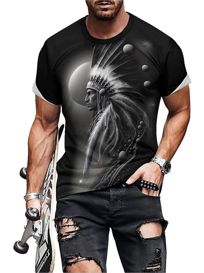 Men's 3D Printed Tribal Chieftain Graphic T-Shirt