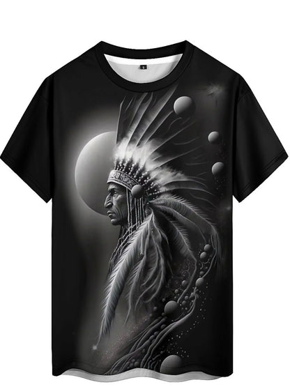 Men's 3D Printed Tribal Chieftain Graphic T-Shirt