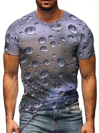 Men's 3D Print Water Drop Geometric Pattern T-Shirt