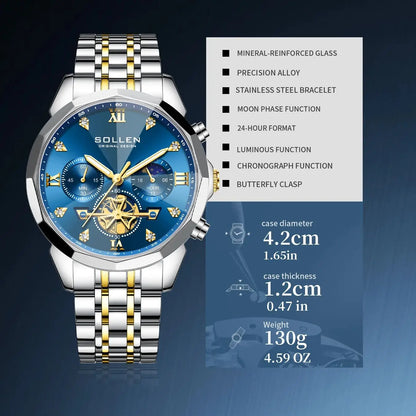 Men's Moon Phase Chronograph Watch