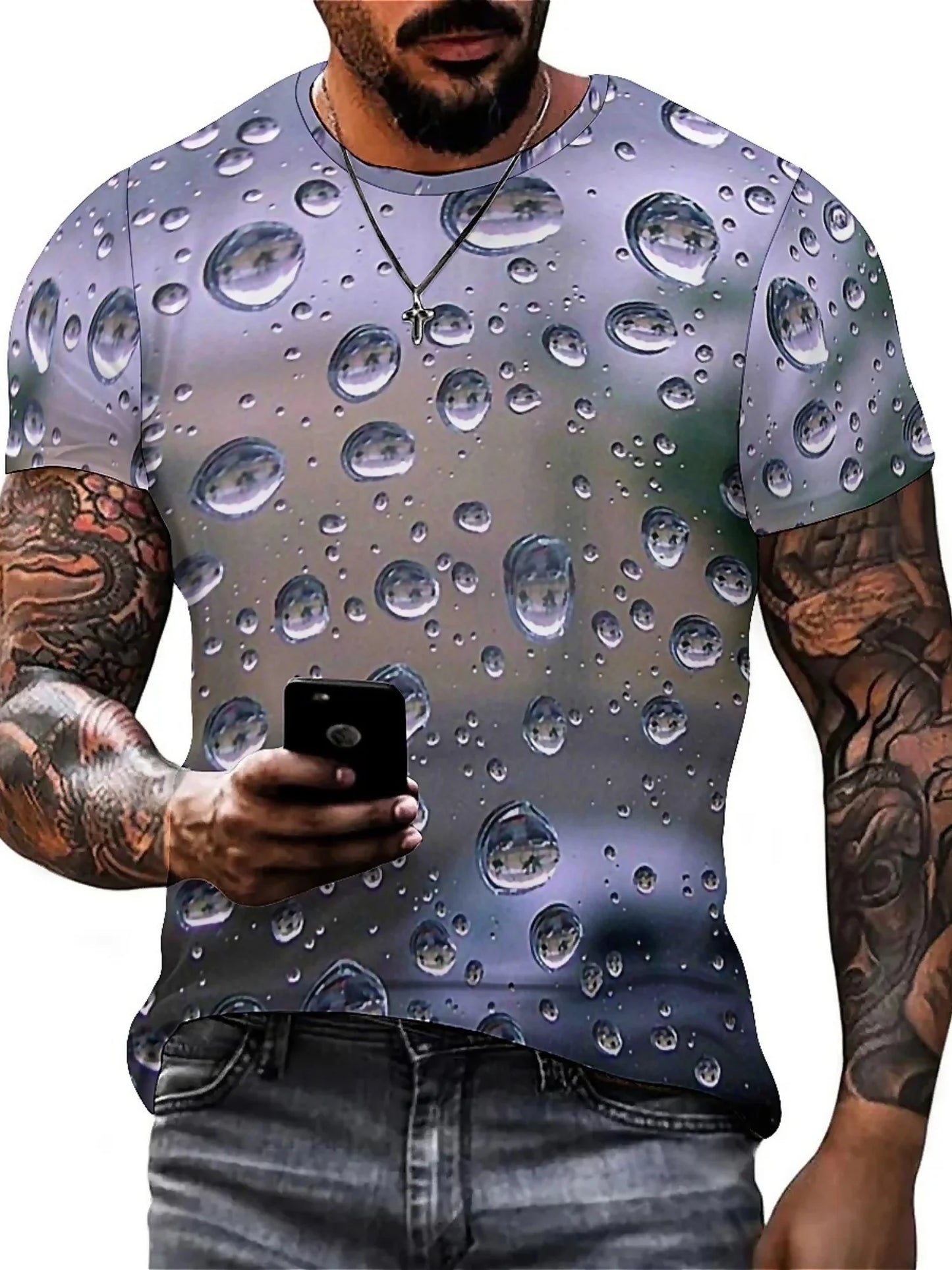 Men's 3D Print Water Drop Geometric Pattern T-Shirt